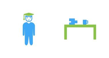 student standing and studying desk Icon vector