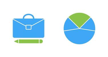 briefcase and pie chart analysis Icon vector