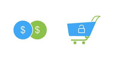 coins and unlock cart Icon vector