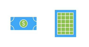 dollar bill and table of rates  Icon vector