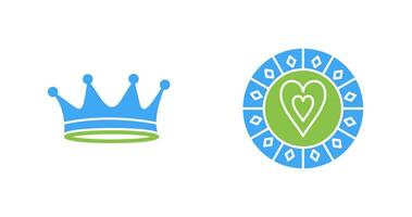 king crown and heart chip Icon vector