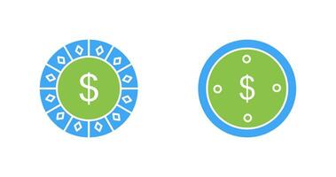 dollar chip and dolllar coin Icon vector