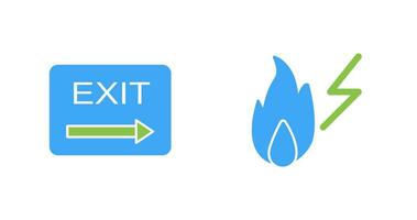 exit and electricity fire Icon vector