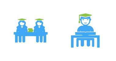 Combined Study and Studying on Desk Icon vector