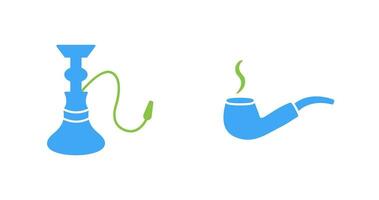 hookah and lit smoking pipe  Icon vector