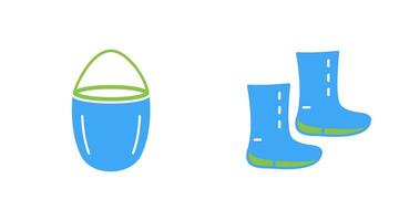 water bucket and boots Icon vector