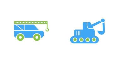 Crane and Escavator Icon vector