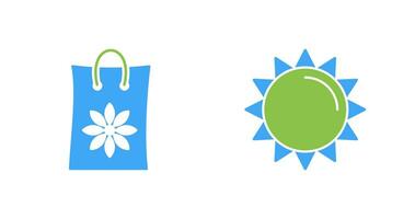 Pesticide Bags and Sun Icon vector