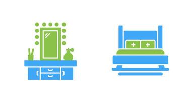 Dressing Table and Bed Icon vector