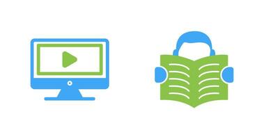 Video Lesson and Reading Icon vector