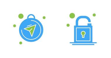 Compass and Open Lock Icon vector