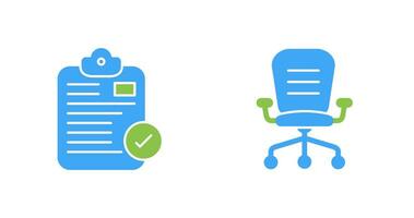 Secure Notepad and Office Chair Icon vector