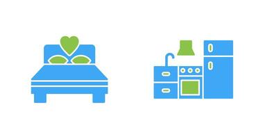 Bedroom and Kitchen Icon vector