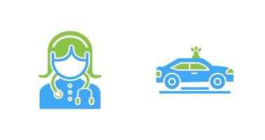 Medical Support and Police Car Icon vector