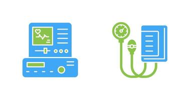 Electrocardiogram and Blood Pressure Gauge Icon vector