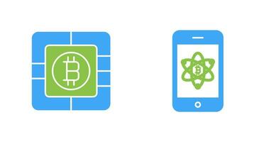 Bitcoin Chip and Mobile Icon vector