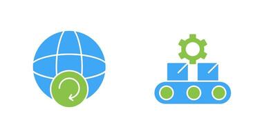 Earth and Conveyor Belt Icon vector