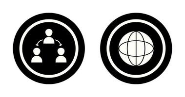 connected user and globe Icon vector