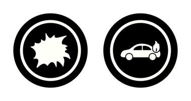 explosion and car on fire  Icon vector