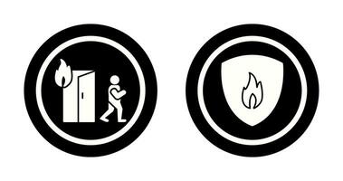 running from fire and fire shield  Icon vector