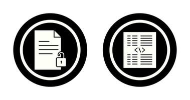 unlock document and piece of code Icon vector