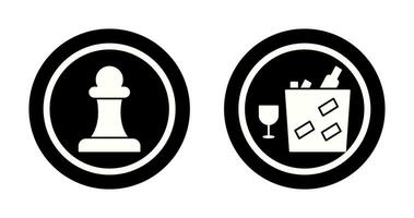 pawn and wine bottle in ice  Icon vector