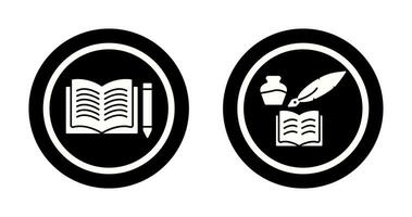 Pencil and Book and Quilland Book Icon vector