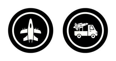 Military Plane and Missile Icon vector