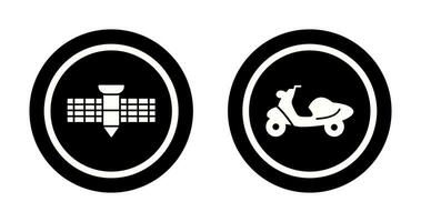 scooter y satélite icono vector