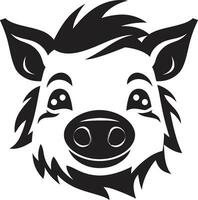 Elegant Swine Logo Noir Piggy Badge vector