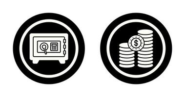 seguro caja y monedas icono vector