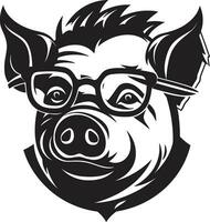 Stylish Black Pig Logo Noir Swine Vector Symbol