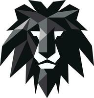 Ink Engraved King Vector Lion in Black Monochrome Monarch Black Lion Icon Emblem