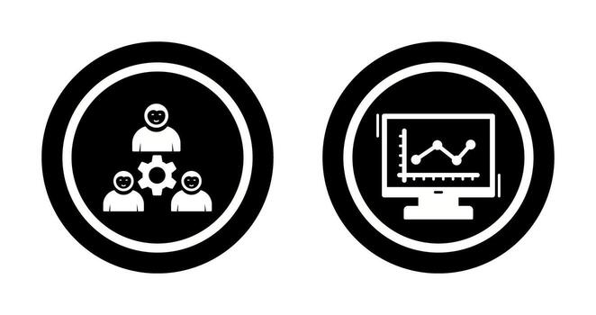 Teamwork and Line Chart Icon vector