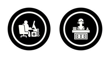 Computer Worker and Office Reception Icon vector