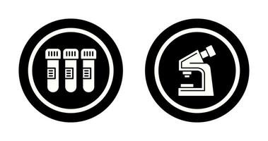 prueba tubo y microscopio icono vector