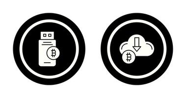 Bitcoin Usb Device and Down Arrow Icon vector