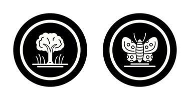 Tree and Butterfly Icon vector