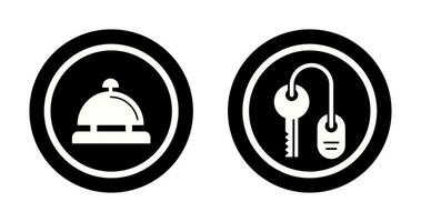 habitación llave y escritorio campana icono vector
