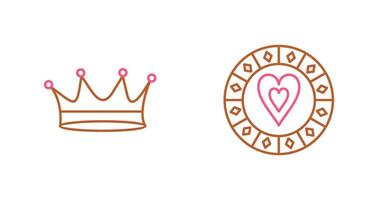 king crown and heart chip Icon vector