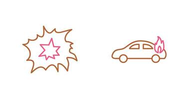 explosion and car on fire  Icon vector