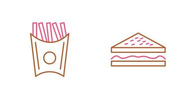 french fries and sandwich  Icon vector