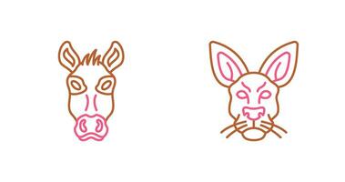 Donkey and Kangaroo Icon vector