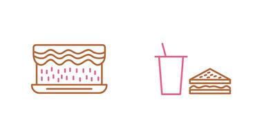cream cake and lunch bistro Icon vector