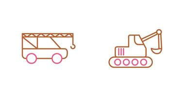 Crane and Escavator Icon vector