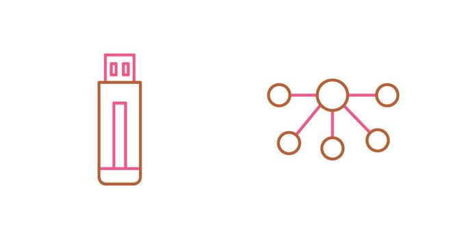 USB Drive and Nodes Icon vector