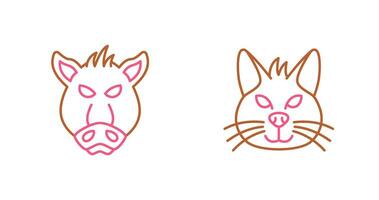 Pig and Cat Icon vector