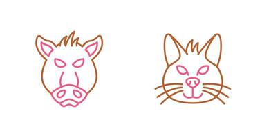 Pig and Cat Icon vector