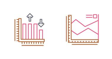 Spline Chart and Bar Graph Icon vector