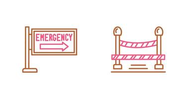 Emergency Sign and Do Not Cross Line, Icon vector